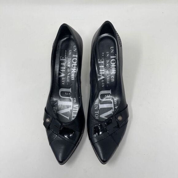 Un Tour En Ville Women's Slip On Pointed Heeled Shoes Black Leather EU 36 - Picture 2 of 9